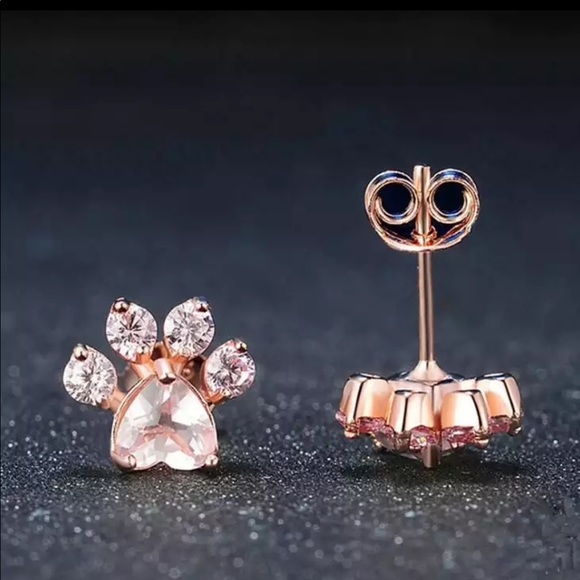 Jewelry - Rose Gold Diamond Paw Stud Earrings